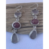 Lepidolite, Lavender Sea Glass & Sterling Silver Dangle/Drop Earrings