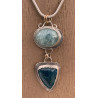 Aquamarine Beryl and Apatite Sterling Silver Pendant