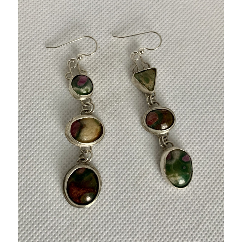 Ruby in Fuchsite Sterling Silver Earrings