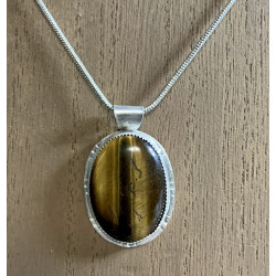 Tiger Eye and Sterling Silver Pendant