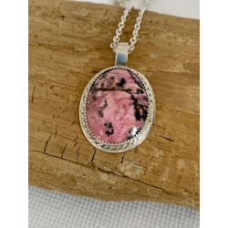 Rhodonite and Silver Pendant