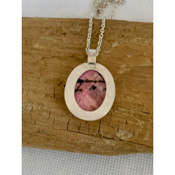 Rhodonite and Silver Pendant