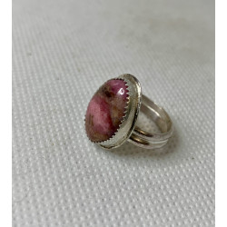 Rhodonite Silver Ring size 5