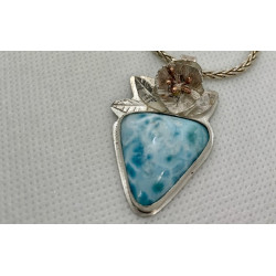 Larimar with Hibiscus Pendant