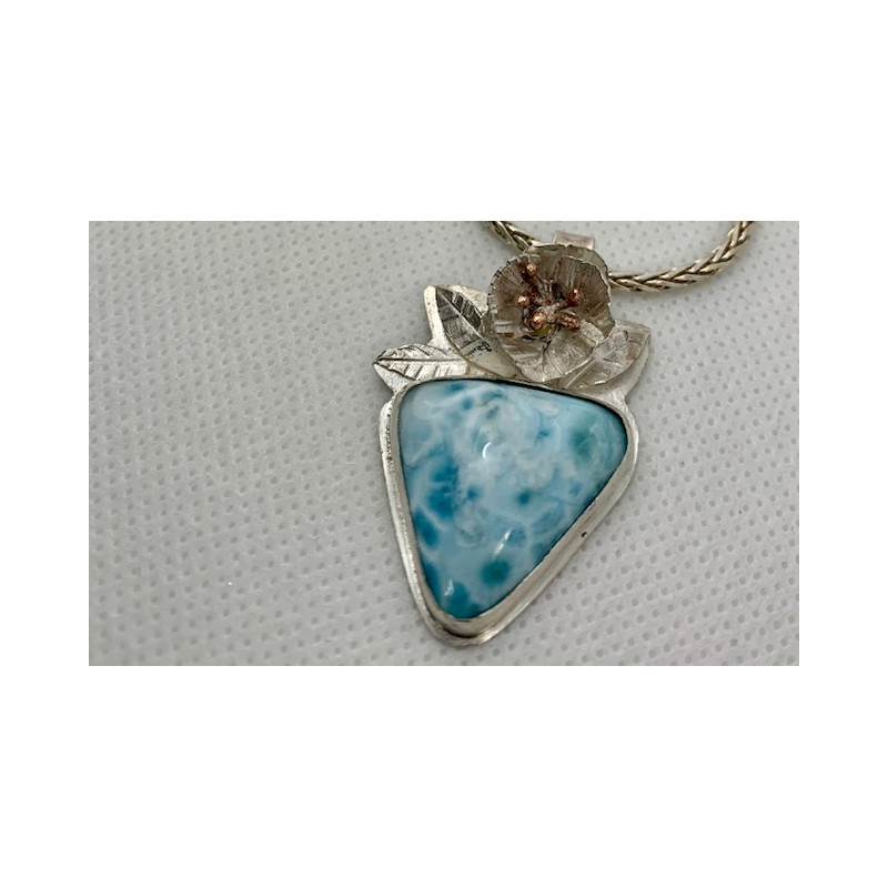 Larimar with Hibiscus Pendant