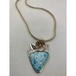 Larimar with Hibiscus Pendant