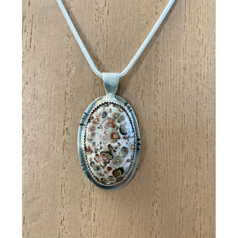 Leopard Skin Jasper & Sterling Silver Pendant